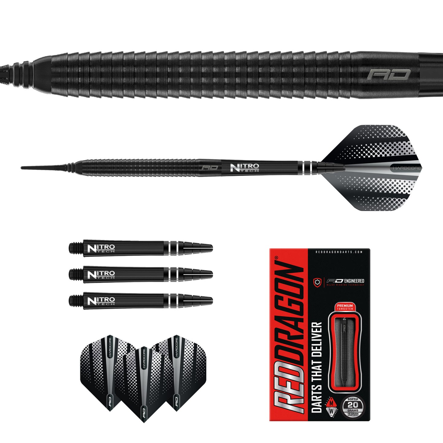 Red Dragon Razor Edge Black Soft Tip Darts - 20g