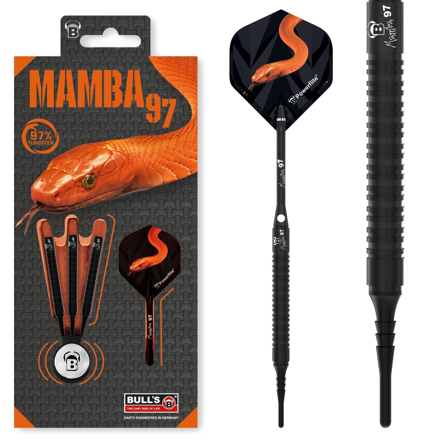 BULL’S Mamba 97 M2 Soft Tip Dart - 97% Tungsten - 18g