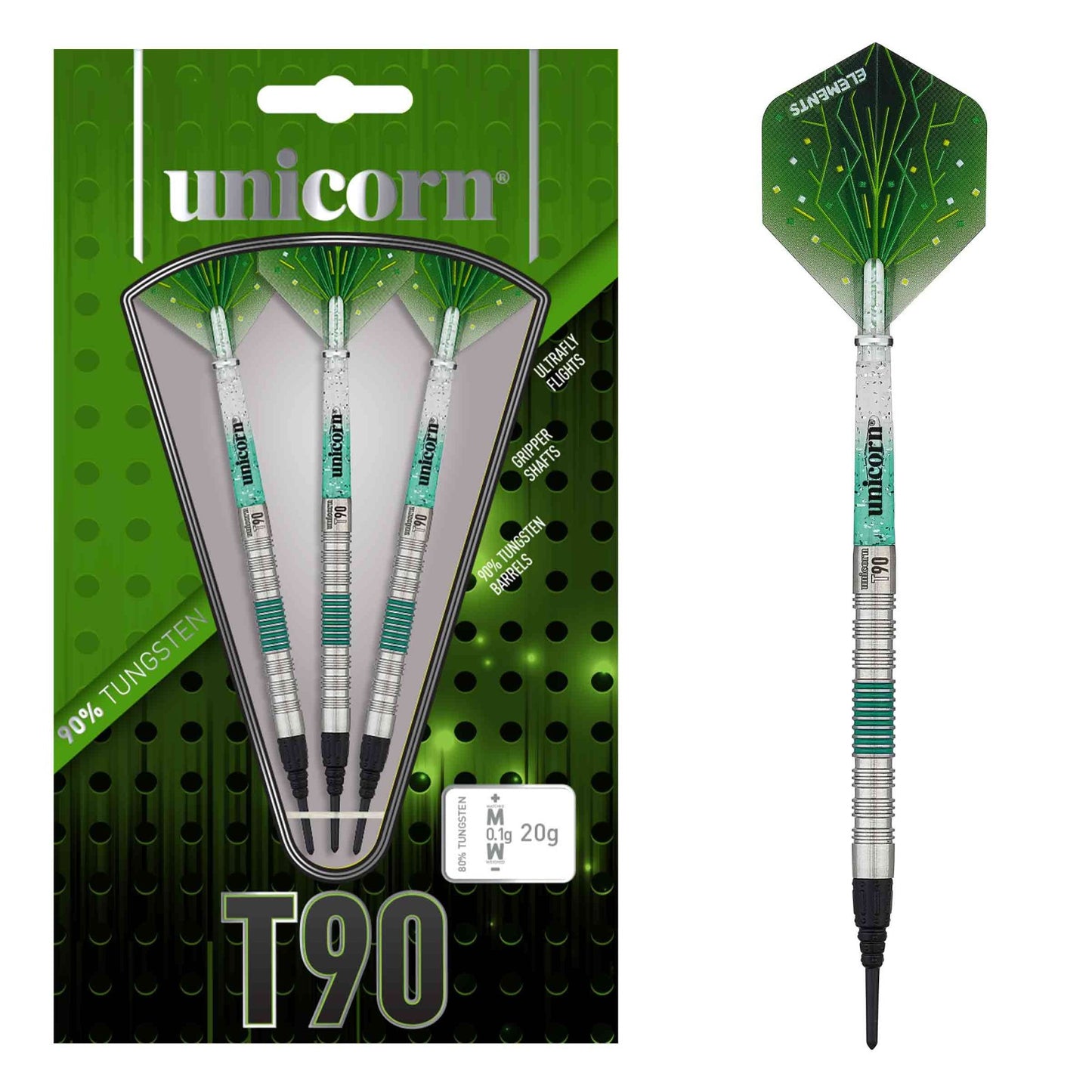 Unicorn Core XL T90 Soft Tip Darts- 21g - 19g Barrels